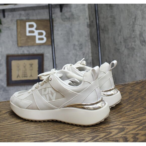 DKNY Womens Zofi Lace Up Sneaker with Logo K4402944 Soft White / Gray 8M - Picture 2 of 10